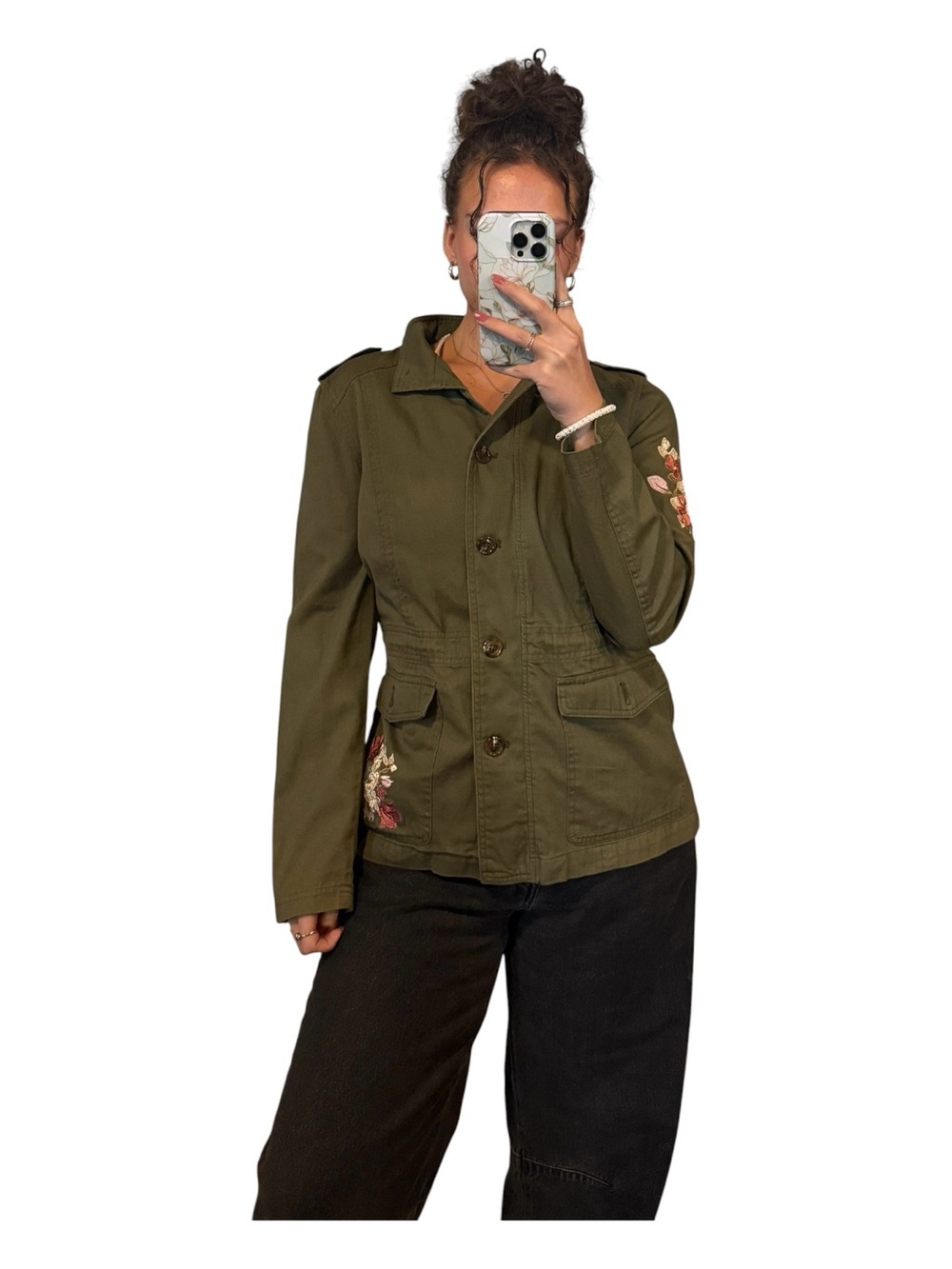 Westport Olive Green Embroidered Utility Jacket
